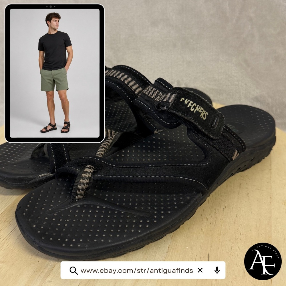 Skechers Outdoor Lifestyle Mens Black Athletic Hiking Sandals Size 10